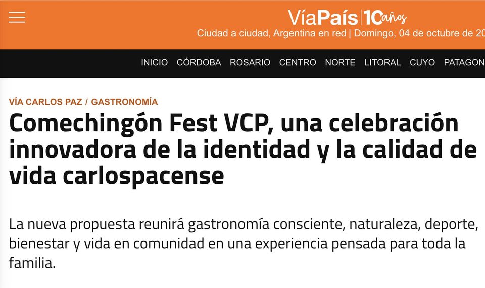Captura de la nota en Vía País