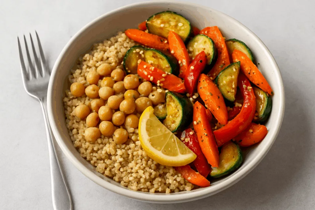 Receta vegetariana fácil, rápida y saludable: Bowl tibio de quinoa y vegetales